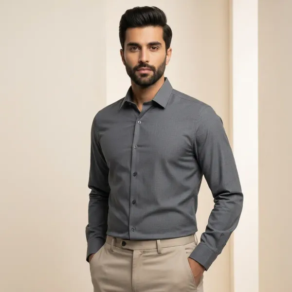 Men's_Solid_Casual_Cotton_Shirt_with_Rolled_Sleeves