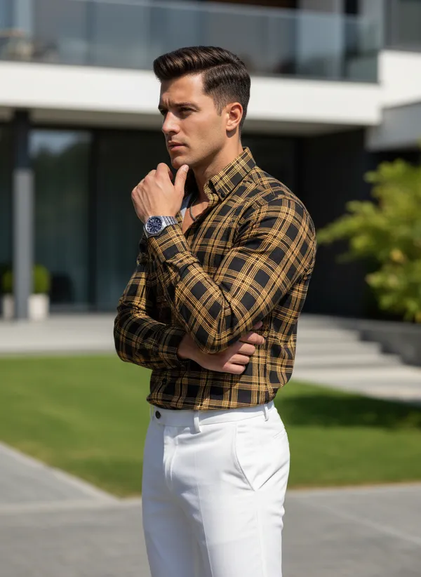Men's_Mustard_Yellow_&_Black_Checked_Casual_Shirt
