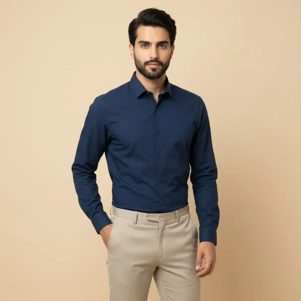 Men's_Solid_Casual_Cotton_Shirt_with_Rolled_Sleeves