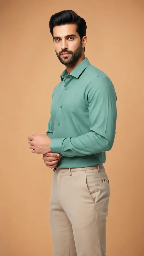 Men's_Solid_Casual_Cotton_Shirt_with_Rolled_Sleeves