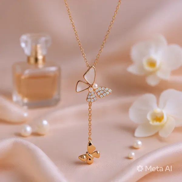 Rose_Gold_Sterling_Silver_Butterfly_Drop_Necklace_For_Women