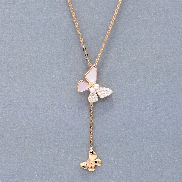 Rose_Gold_Sterling_Silver_Butterfly_Drop_Necklace_For_Women