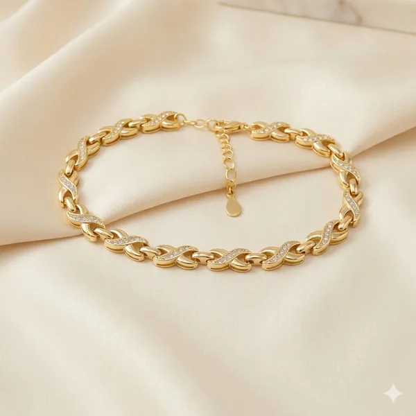 Yellow_Gold_Sterling_Silver_Twisted_Chain_Link_Bracelet_For_Women