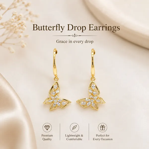 Yellow_Gold_Sterling_Silver_Butterfly_Drop_Earrings_For_Women