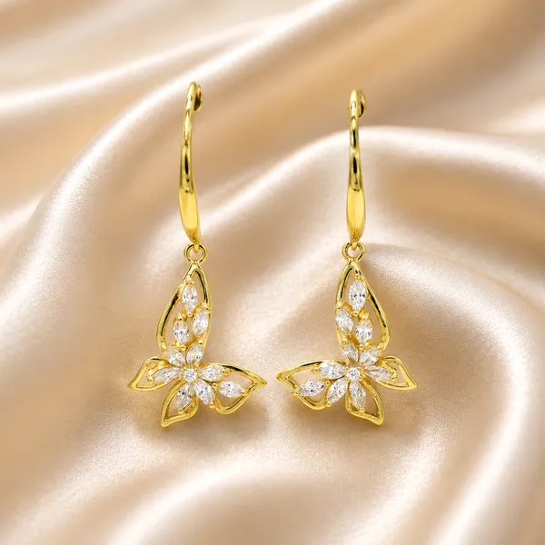 Yellow_Gold_Sterling_Silver_Butterfly_Drop_Earrings_For_Women