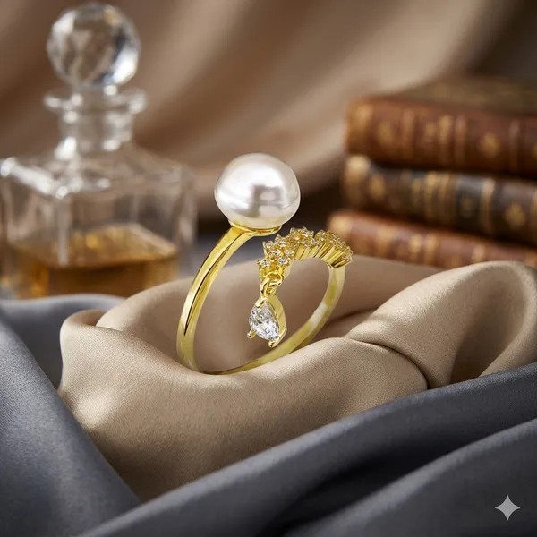 Yellow_Gold_Sterling_Silver_Pearl_Open_Ring_For_Women