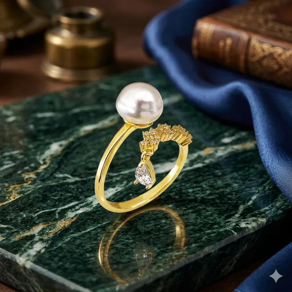 Yellow_Gold_Sterling_Silver_Pearl_Open_Ring_For_Women
