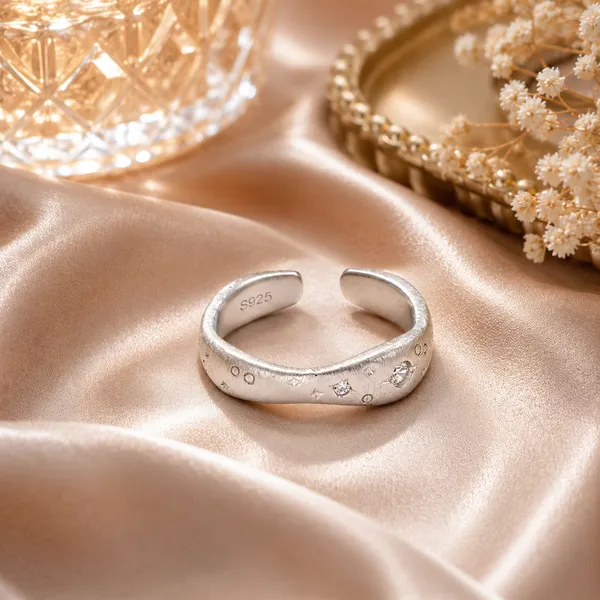 White_Rhodium_Sterling_Silver_Studded_Adjustable_Band_Ring_For_Women