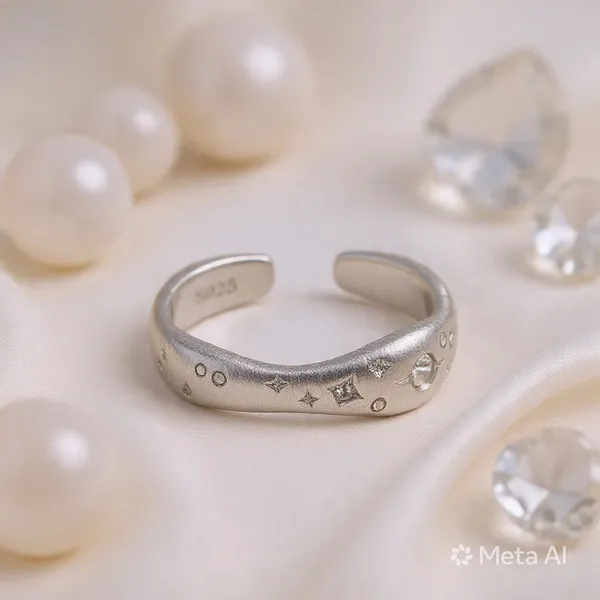 White_Rhodium_Sterling_Silver_Studded_Adjustable_Band_Ring_For_Women