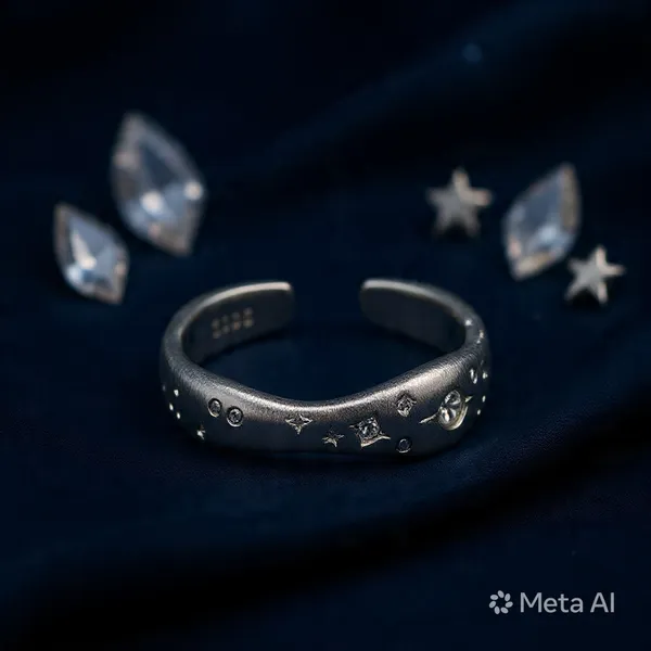 White_Rhodium_Sterling_Silver_Studded_Adjustable_Band_Ring_For_Women
