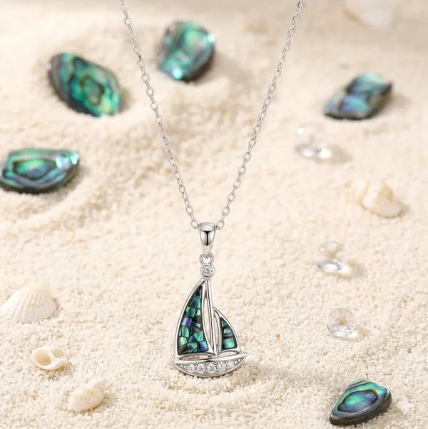 White_Sterling_Silver_Abalone_Shell_Sailboat_Pendant_Necklace_For_Women