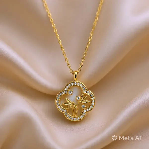 Yellow_Gold_Sterling_Silver_Guardian_Angel_Quatrefoil_Pendant_Necklace_For_Women