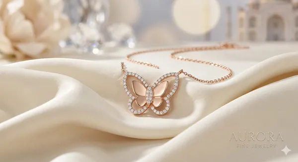 Rose_Gold_Sterling_Silver_Butterfly_Diamond_Pendant_Necklace_For_Women