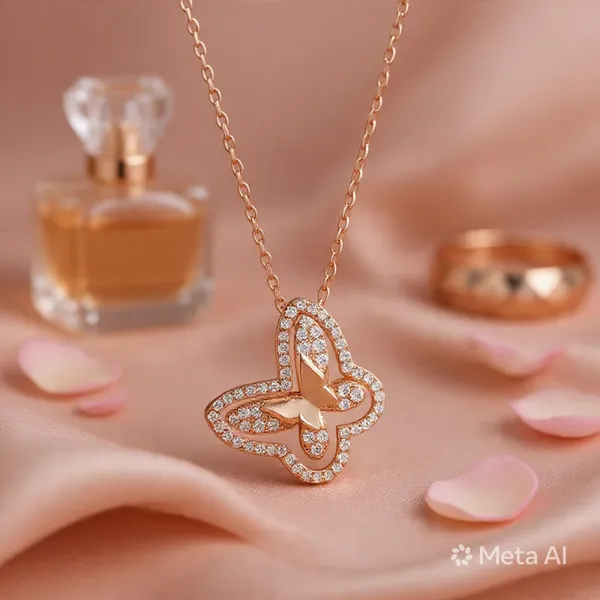 Rose_Gold_Sterling_Silver_Butterfly_Diamond_Pendant_Necklace_For_Women
