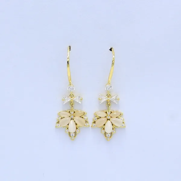 Yellow_Gold_Sterling_Silver_Floral_Drop_Earrings_For_Women