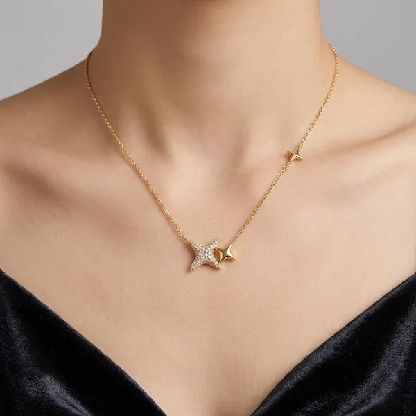Yellow_Gold_Sterling_Silver_Stingray_Pendant_Necklace_For_Women