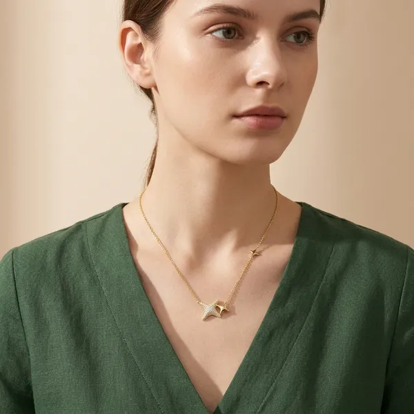 Yellow_Gold_Sterling_Silver_Stingray_Pendant_Necklace_For_Women