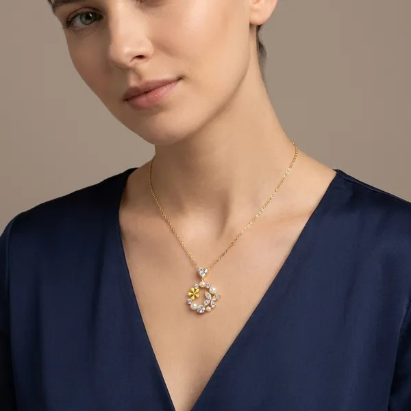 Yellow_Gold_Sterling_Silver_Pearl_Floral_Pendant_Necklace_For_Women