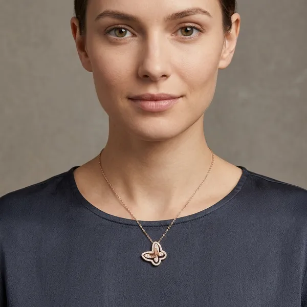 Rose_Gold_Sterling_Silver_Butterfly_Diamond_Pendant_Necklace_For_Women