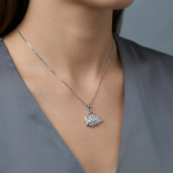 White_Rhodium_Sterling_Silver_Swan_Pendant_Necklace_For_Women