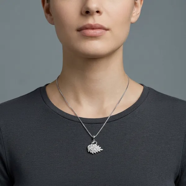 White_Rhodium_Sterling_Silver_Swan_Pendant_Necklace_For_Women