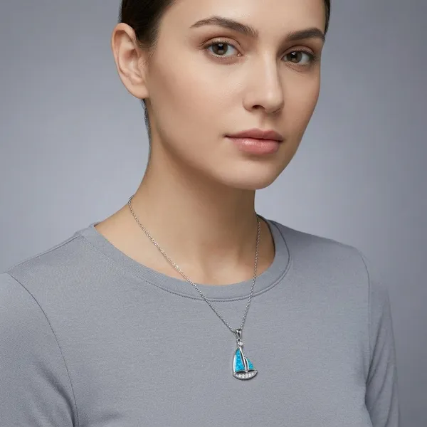 White_Sterling_Silver_Blue_Opal_Sailboat_Charm_Necklace_For_Women