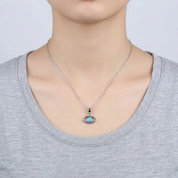 White_Sterling_Silver_Evil_Eye_Blue_Stone_Pendant_Necklace_For_Women