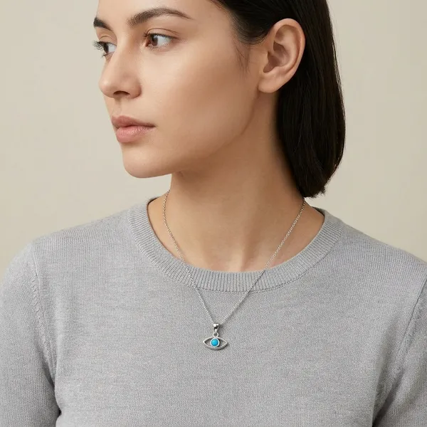 White_Sterling_Silver_Evil_Eye_Blue_Stone_Pendant_Necklace_For_Women