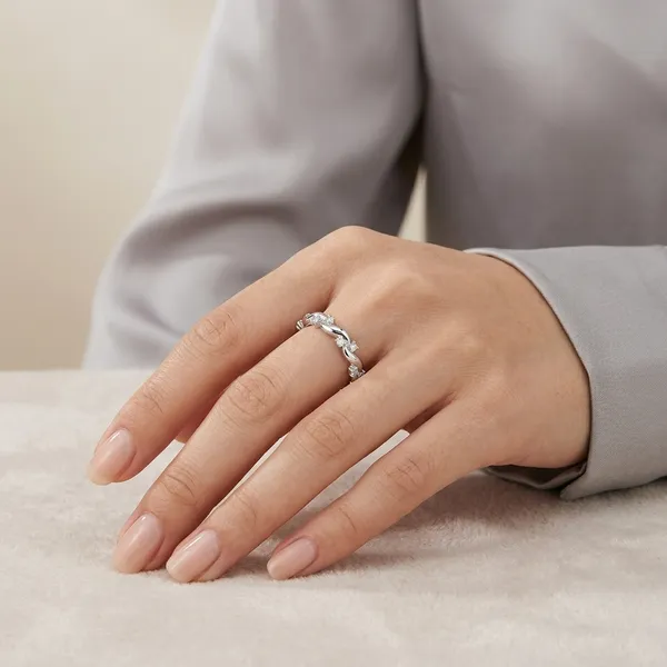 White_Rhodium_Sterling_Silver_Twisted_Studded_Band_Ring_For_Women