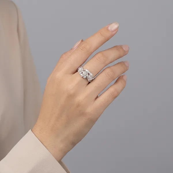 White_Rhodium_Sterling_Silver_Floral_Motif_Adjustable_Ring_For_Women