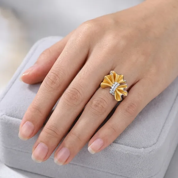 Two_Tone_Sterling_Silver_Bow_Embellished_Ring_For_Women