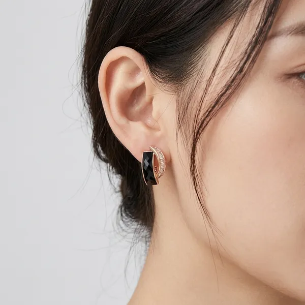 Rose_Gold_Sterling_Silver_Black_Geometric_Stud_Earrings_For_Women