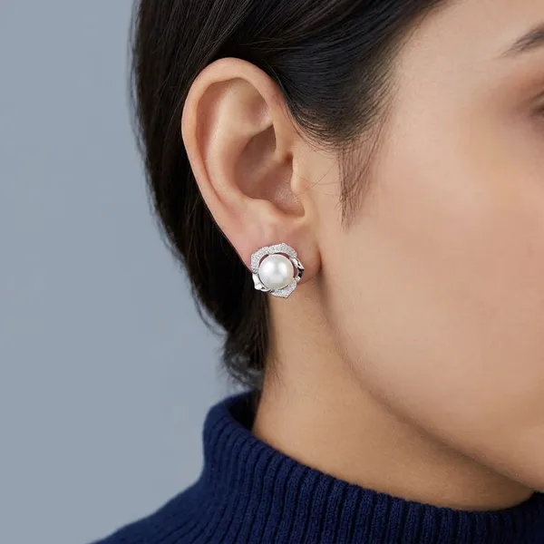 White_Rhodium_Sterling_Silver_Pearl_Floral_Stud_Earrings_For_Women