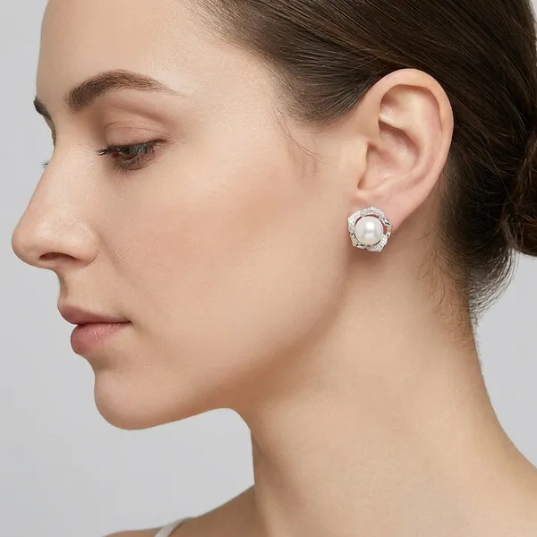 White_Rhodium_Sterling_Silver_Pearl_Floral_Stud_Earrings_For_Women