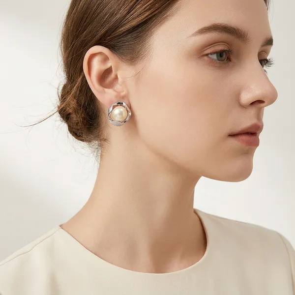 White_Sterling_Silver_Pearl_Accent_Stud_Earrings_For_Women