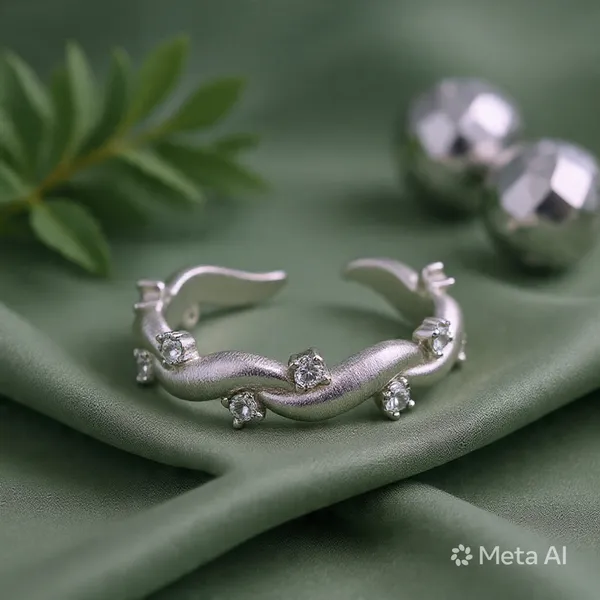 White_Sterling_Silver_Twisted_Band_Adjustable_Ring_For_Women