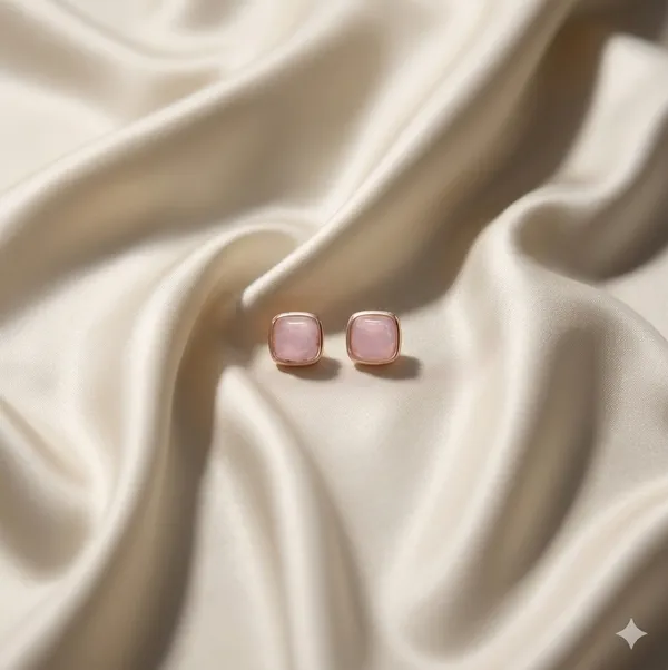 Rose_Gold_Sterling_Silver_Cushion_Cut_Pink_Stud_Earrings_For_Women