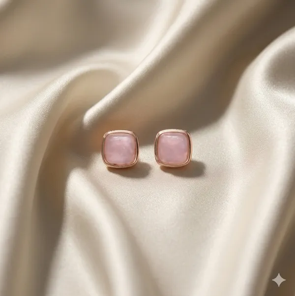 Rose_Gold_Sterling_Silver_Cushion_Cut_Pink_Stud_Earrings_For_Women