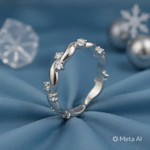 White_Rhodium_Sterling_Silver_Twisted_Studded_Band_Ring_For_Women