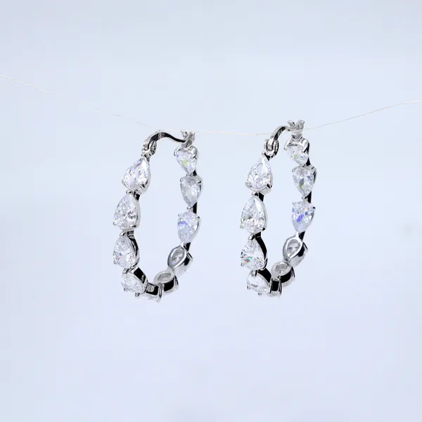 White_Rhodium_Sterling_Silver_Marquise_Cut_Hoop_Earrings_For_Women
