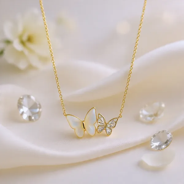 Yellow_Gold_Sterling_Silver_Butterfly_Charm_Necklace_For_Women