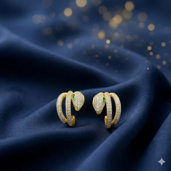 Yellow_Gold_Sterling_Silver_Studded_Snake_Design_Ear_Cuffs_For_Women