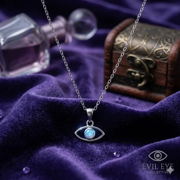 White_Sterling_Silver_Evil_Eye_Blue_Stone_Pendant_Necklace_For_Women