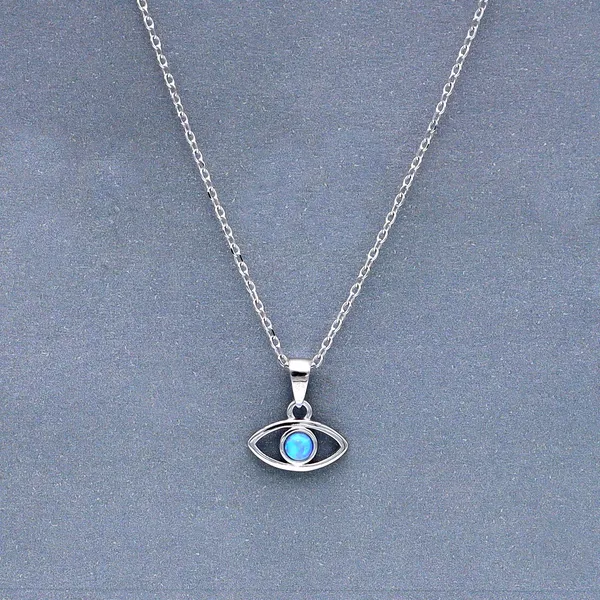 White_Sterling_Silver_Evil_Eye_Blue_Stone_Pendant_Necklace_For_Women