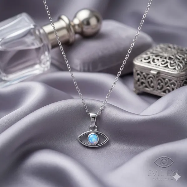 White_Sterling_Silver_Evil_Eye_Blue_Stone_Pendant_Necklace_For_Women