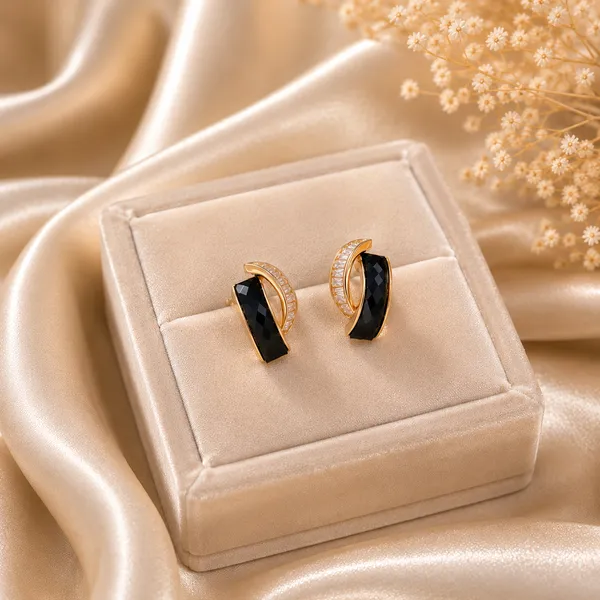 Rose_Gold_Sterling_Silver_Black_Geometric_Stud_Earrings_For_Women