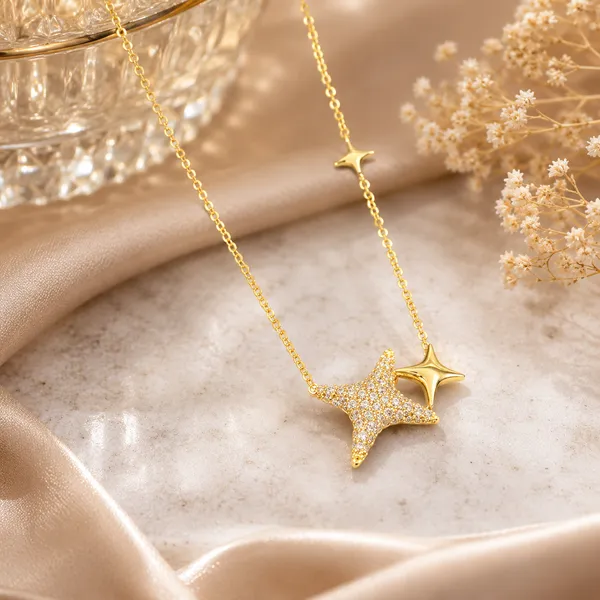 Yellow_Gold_Sterling_Silver_Stingray_Pendant_Necklace_For_Women
