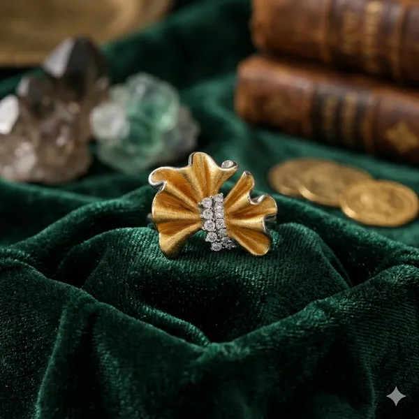 Two_Tone_Sterling_Silver_Bow_Embellished_Ring_For_Women