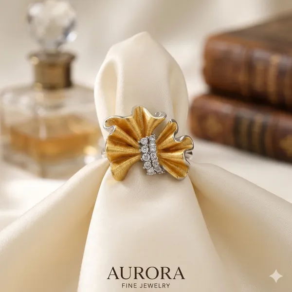 Two_Tone_Sterling_Silver_Bow_Embellished_Ring_For_Women