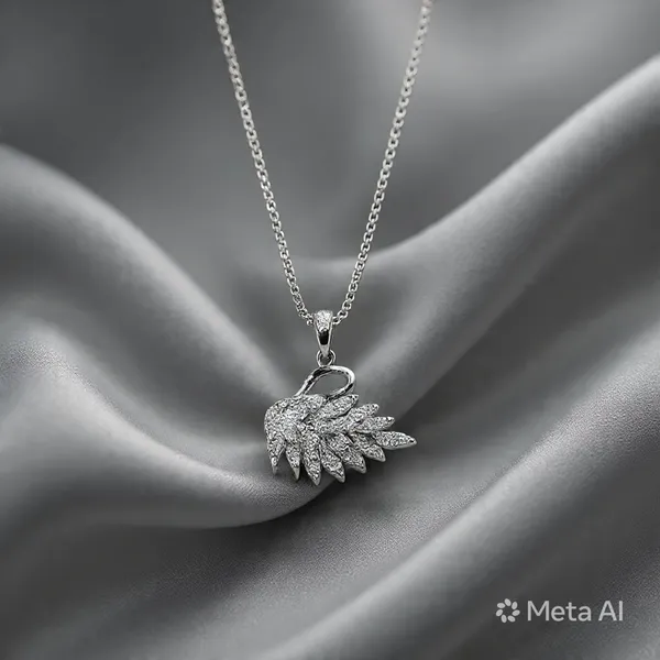 White_Rhodium_Sterling_Silver_Swan_Pendant_Necklace_For_Women